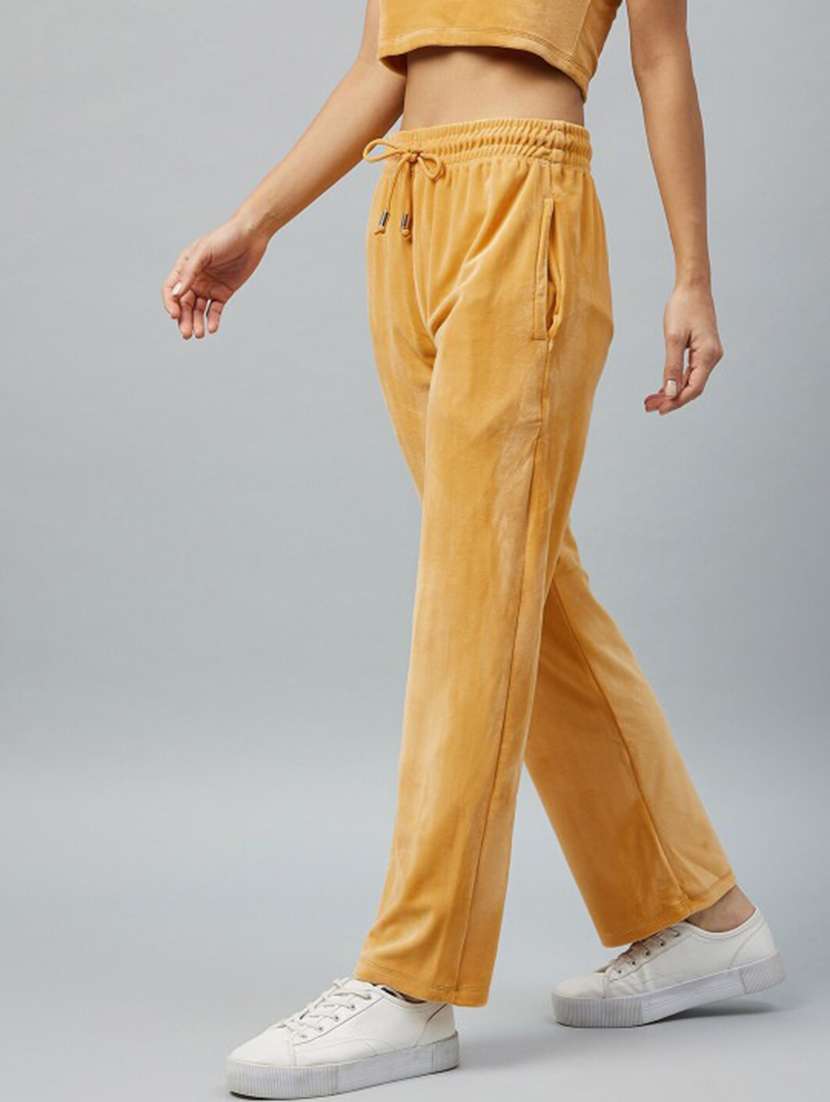 women solid mid rise track pant - 22219204 -  Standard Image - 2