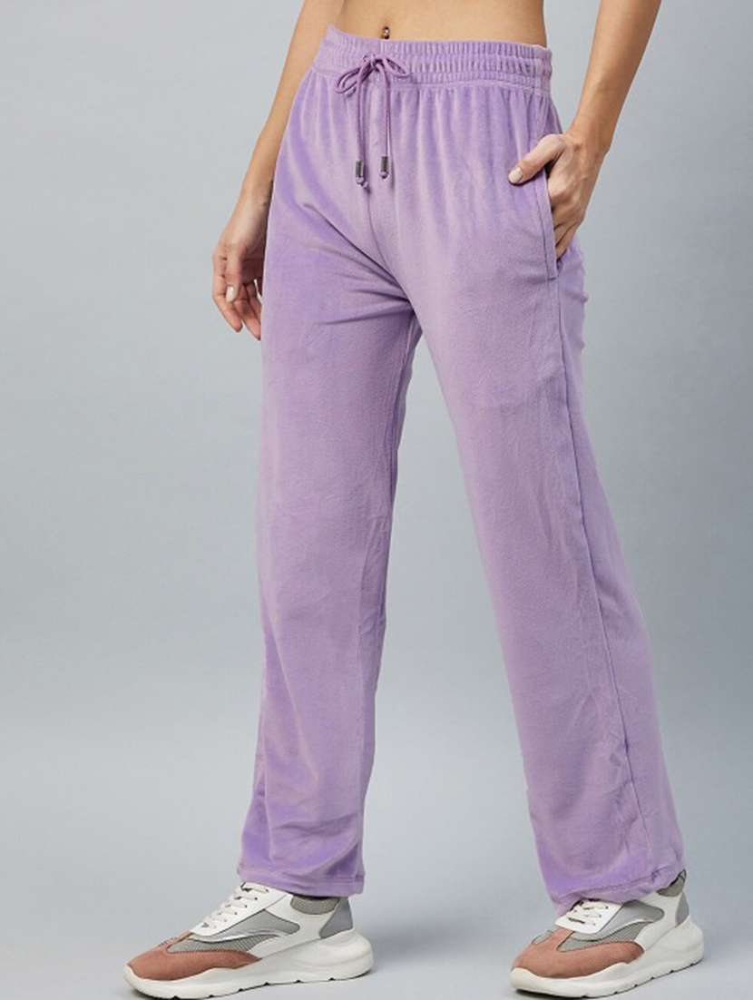 women solid mid rise track pant - 22219207 -  Standard Image - 2