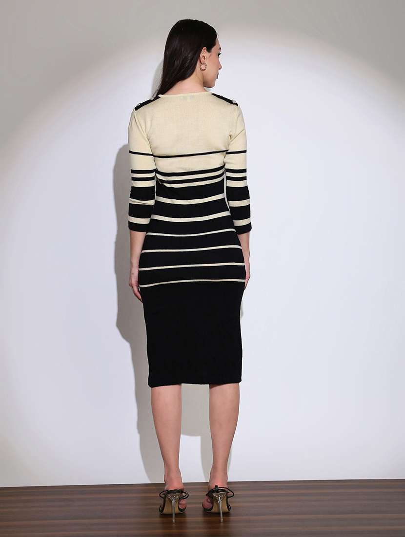 globus women black v-neck self design acrylic midi bodycon dress  - 22219227 -  Standard Image - 2