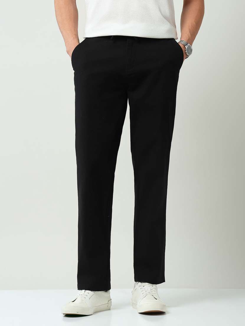 men solid mid rise flat front formal trouser - 22219323 -  Standard Image - 2