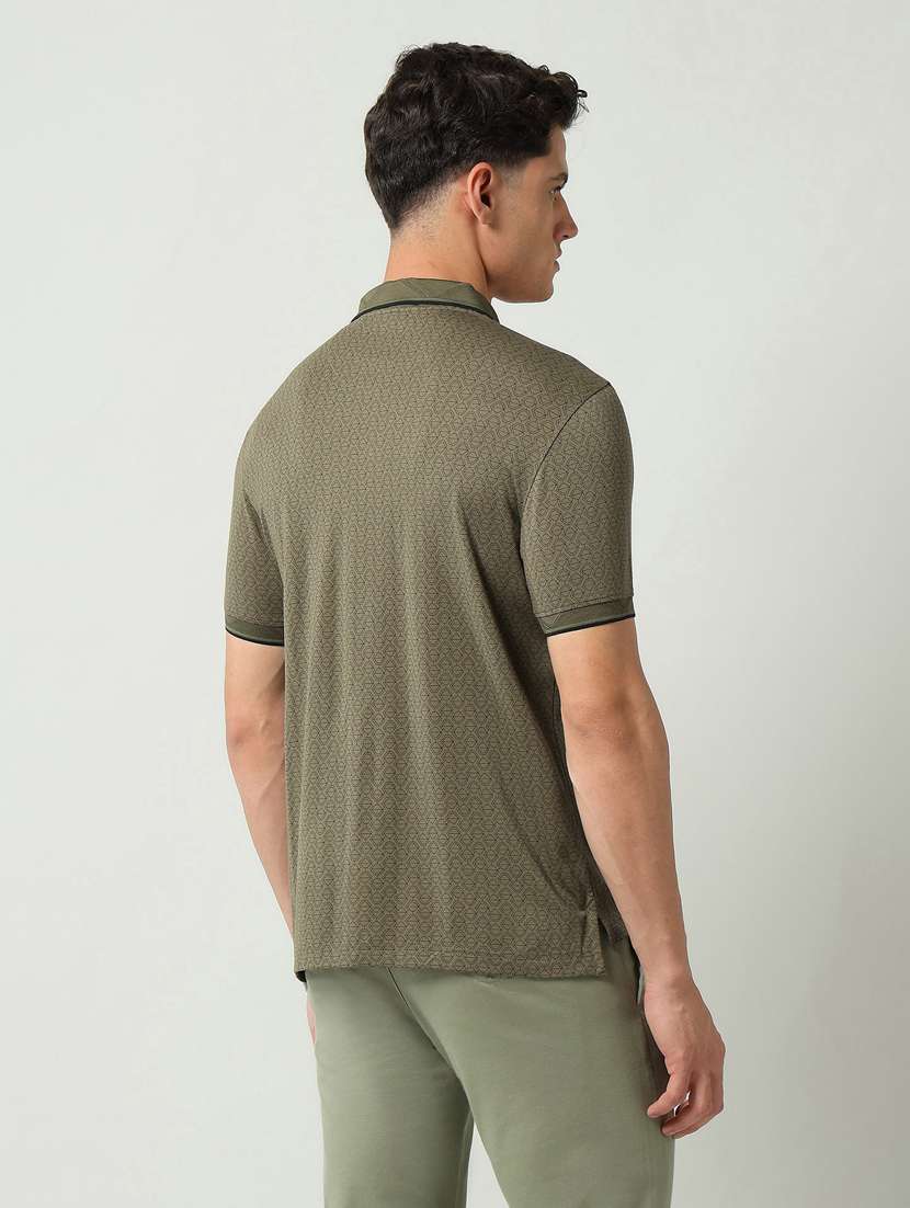 men printed short sleeve slim fit polo t-shirt - 22219346 -  Standard Image - 2