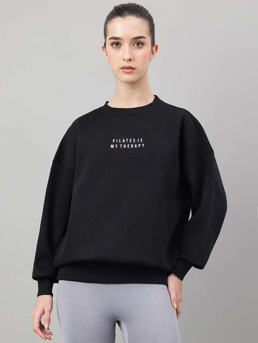 women printed long sleeve oversized sweatshirt