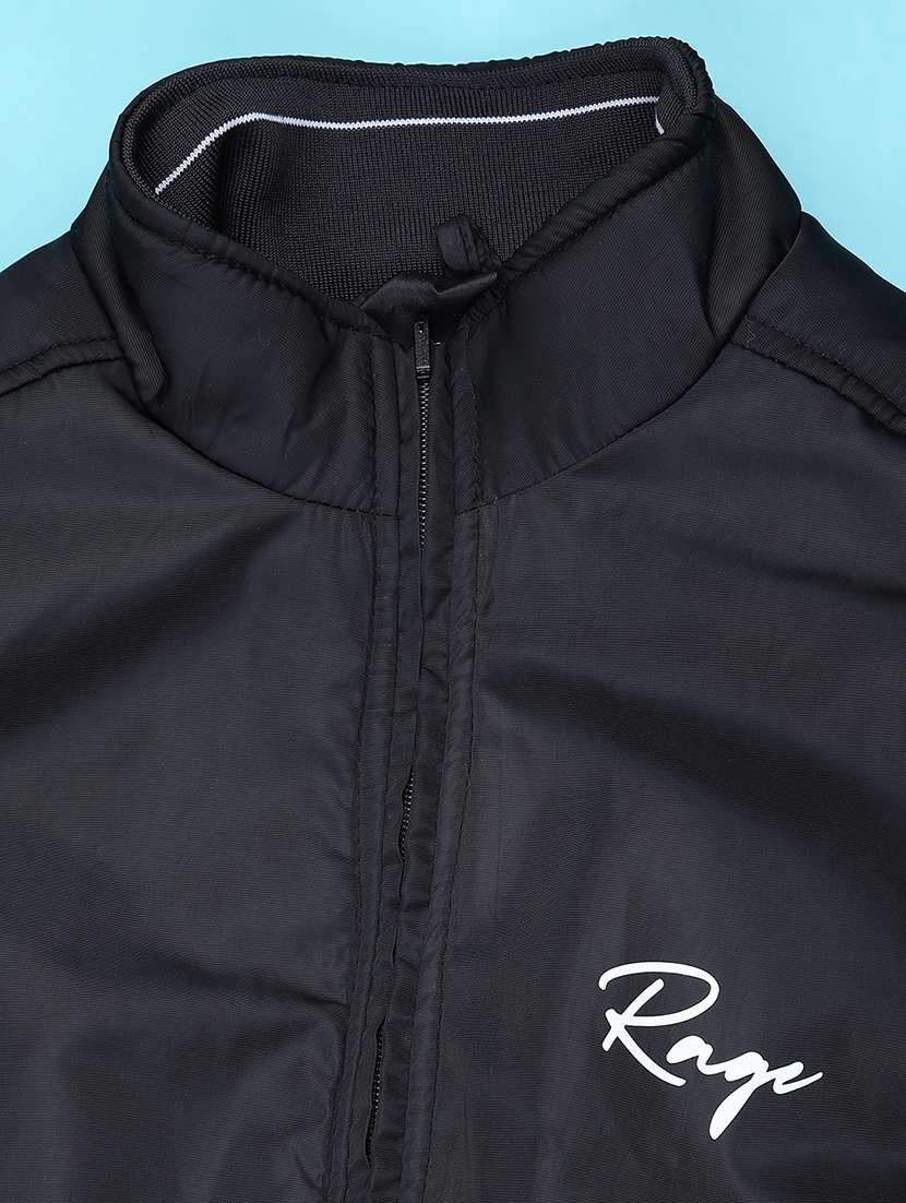 men solid long sleeve stand collar bomber jacket - 22219564 -  Standard Image - 2