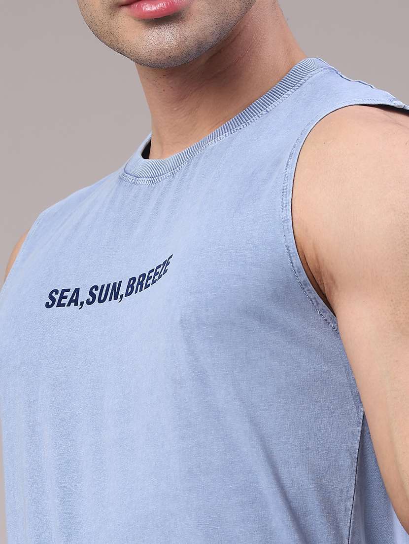 men typographic sleeveless slim fit t-shirt - 22219597 -  Standard Image - 2