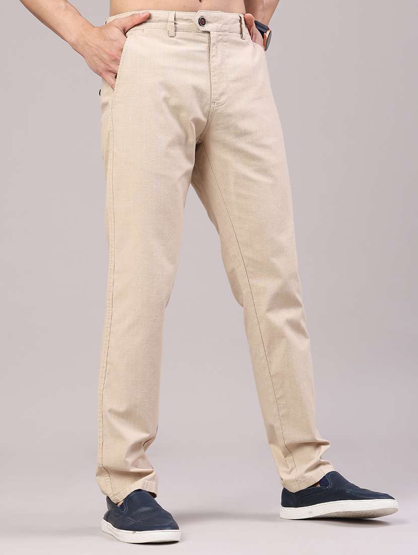 men solid mid rise chinos casual trouser - 22219635 -  Standard Image - 2