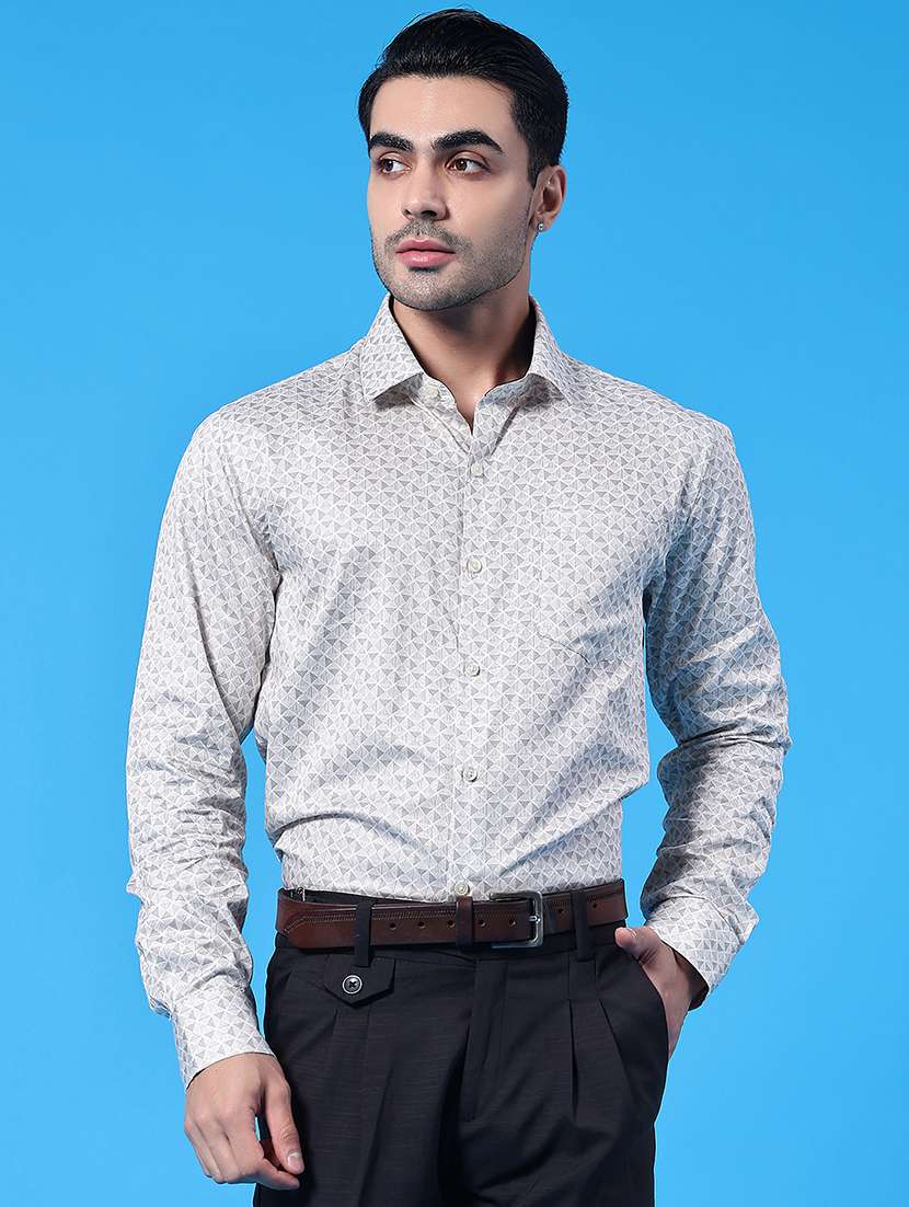 men printed long sleeve slim fit formal shirt - 22219687 -  Standard Image - 2
