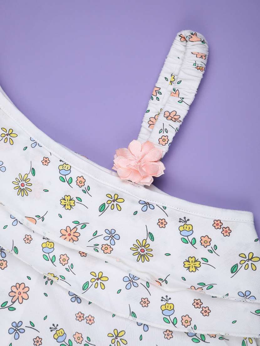 girls floral print single shoulder frock - 22219746 -  Standard Image - 2