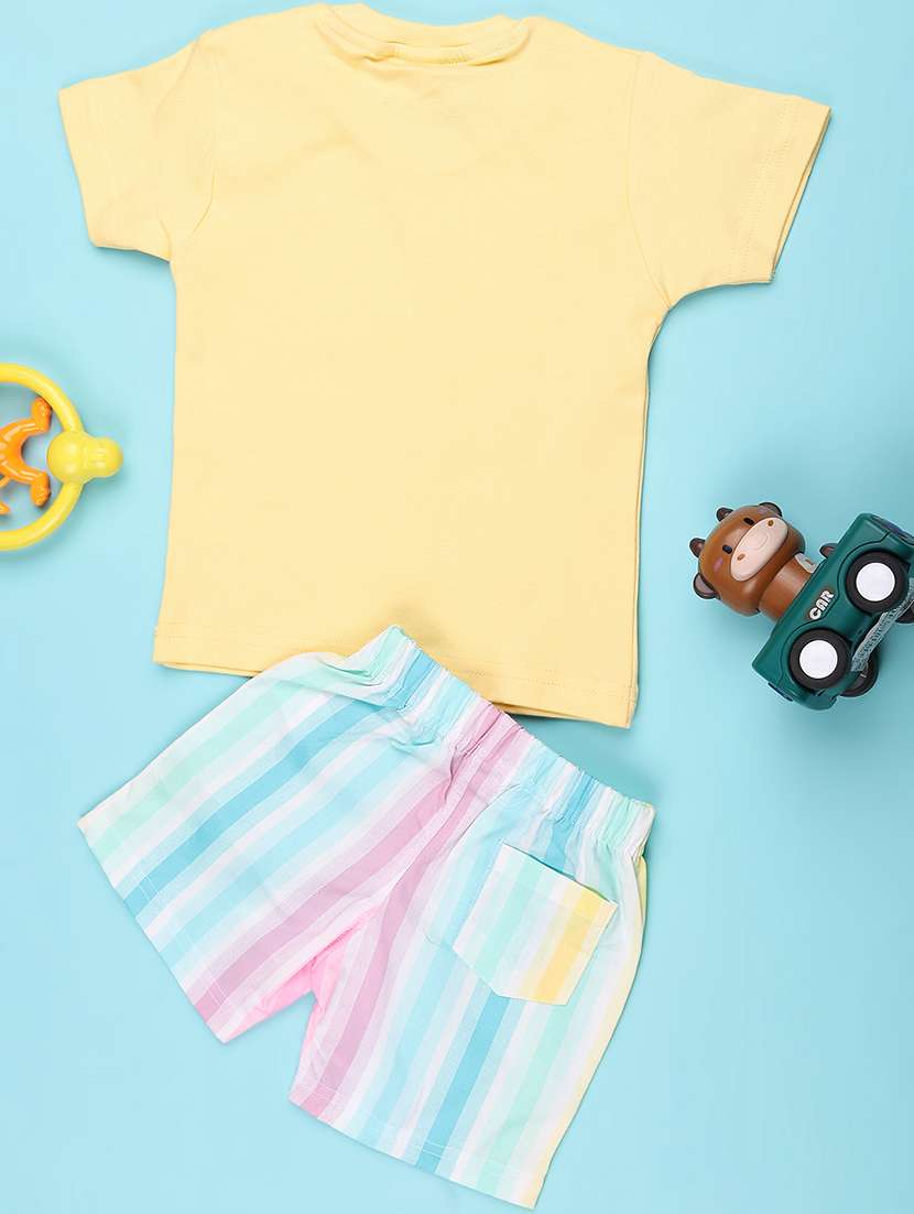 yellow cotton combo infant twin set - 22219757 -  Standard Image - 2