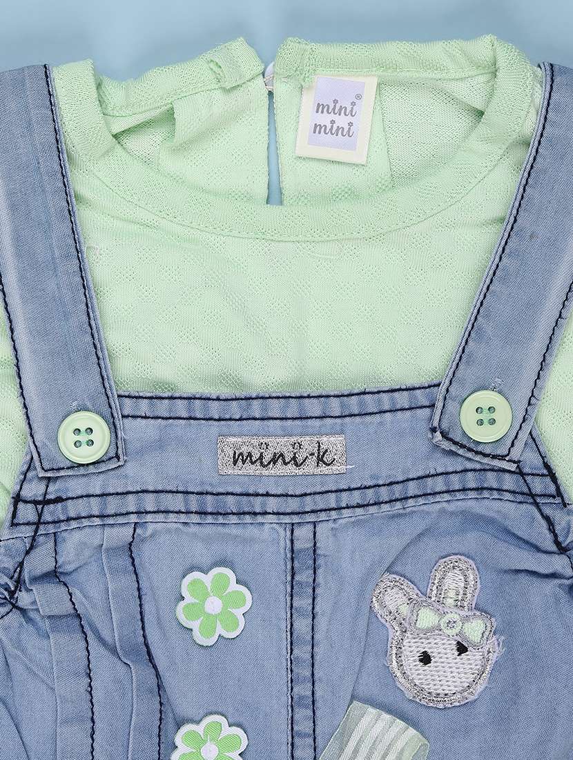 girls solid round neck dungaree - 22219784 -  Standard Image - 2