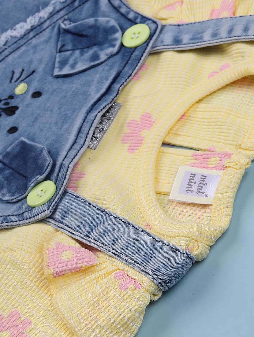 girls floral print round neck dungaree - 22219786 -  Standard Image - 2