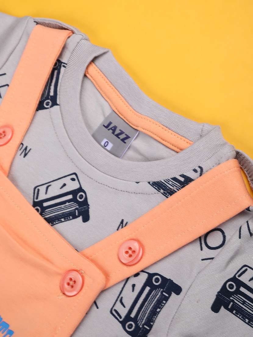 boys printed round neck dungaree - 22219838 -  Standard Image - 2