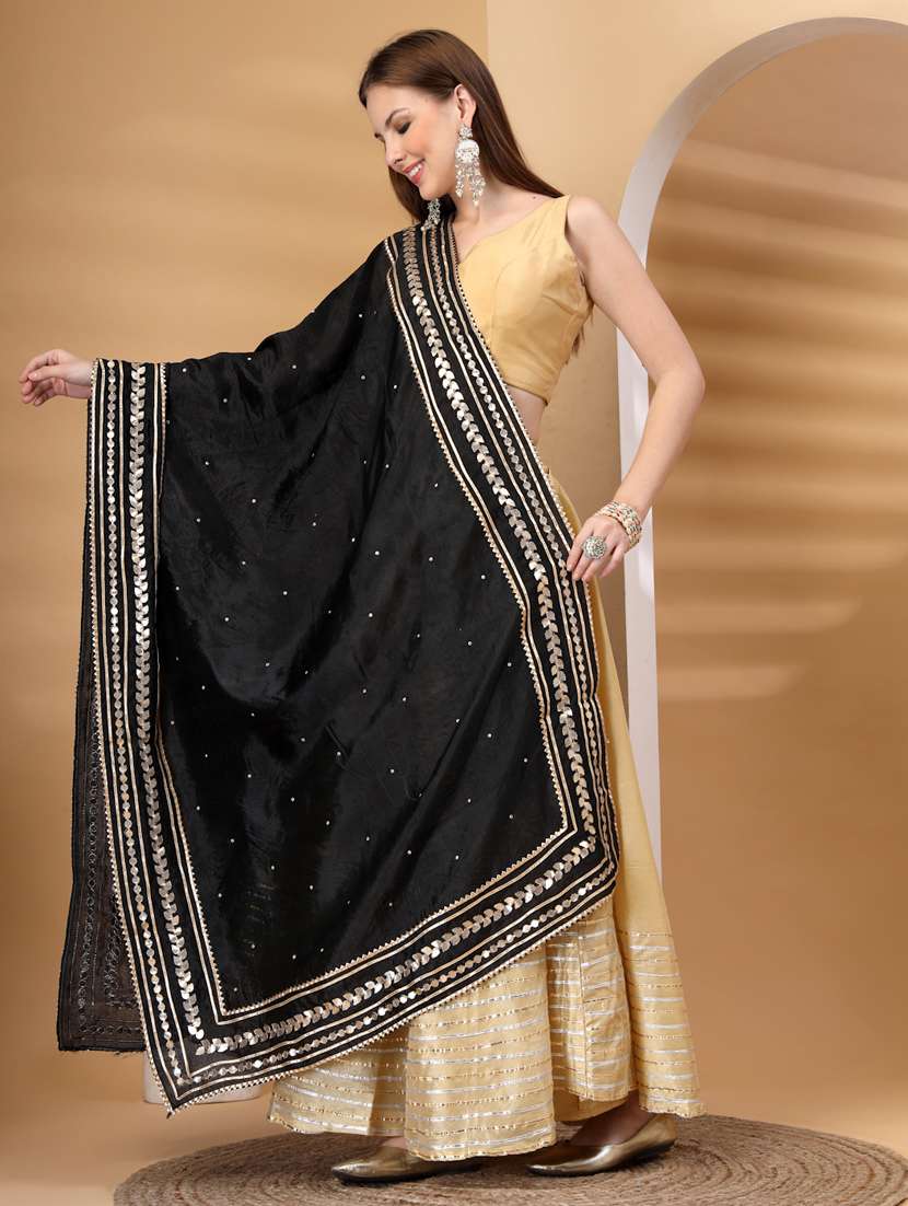 women solid with work gota work dupatta - 22219875 -  Standard Image - 2