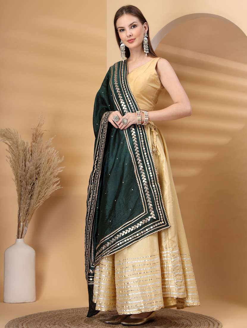 women solid with work gota work dupatta - 22219876 -  Standard Image - 2