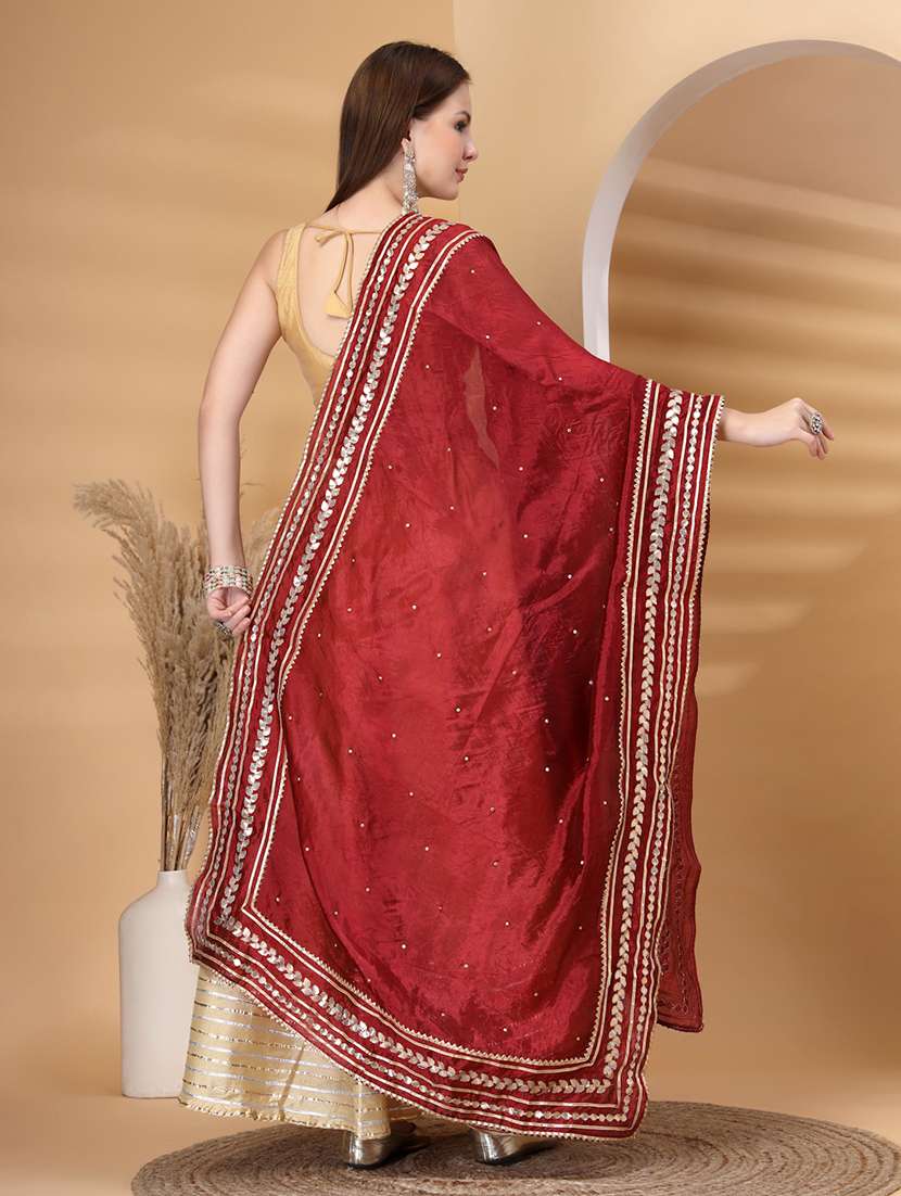 women solid with work gota work dupatta - 22219878 -  Standard Image - 2