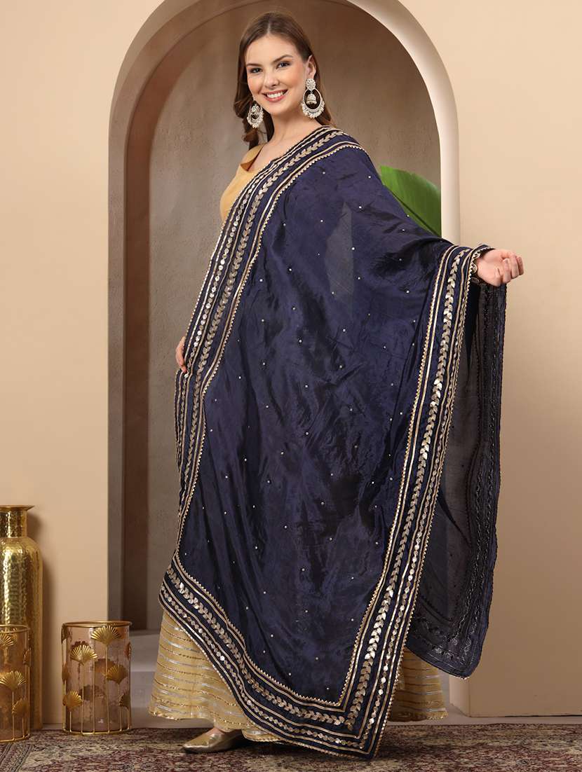 women solid with work gota work dupatta - 22219882 -  Standard Image - 2