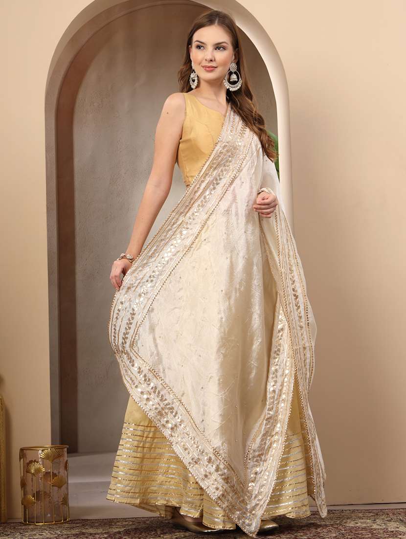 women solid with work gota work dupatta - 22219884 -  Standard Image - 2