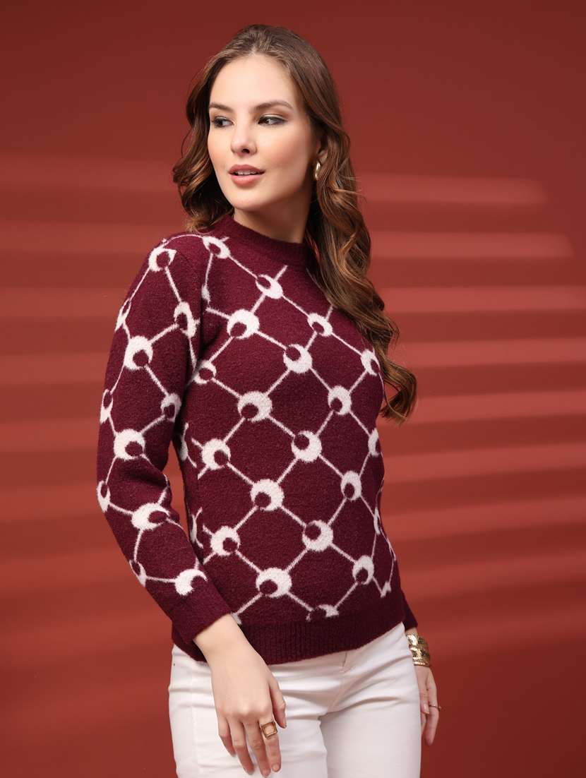 women self design long sleeve pullover - 22219885 -  Standard Image - 2