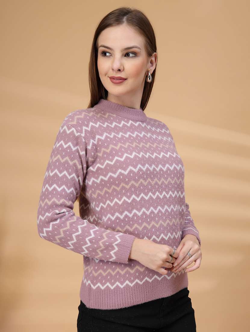 women chevron long sleeve pullover - 22219901 -  Standard Image - 2