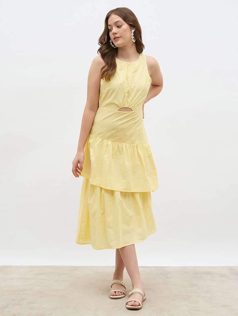 women solid sleeveless layered dress - 22219910 -  Standard Image - 2