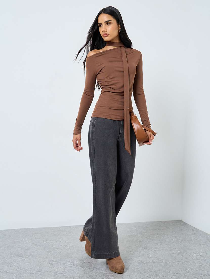 women soldi asymmetric neck long sleeve top - 22219953 -  Standard Image - 2