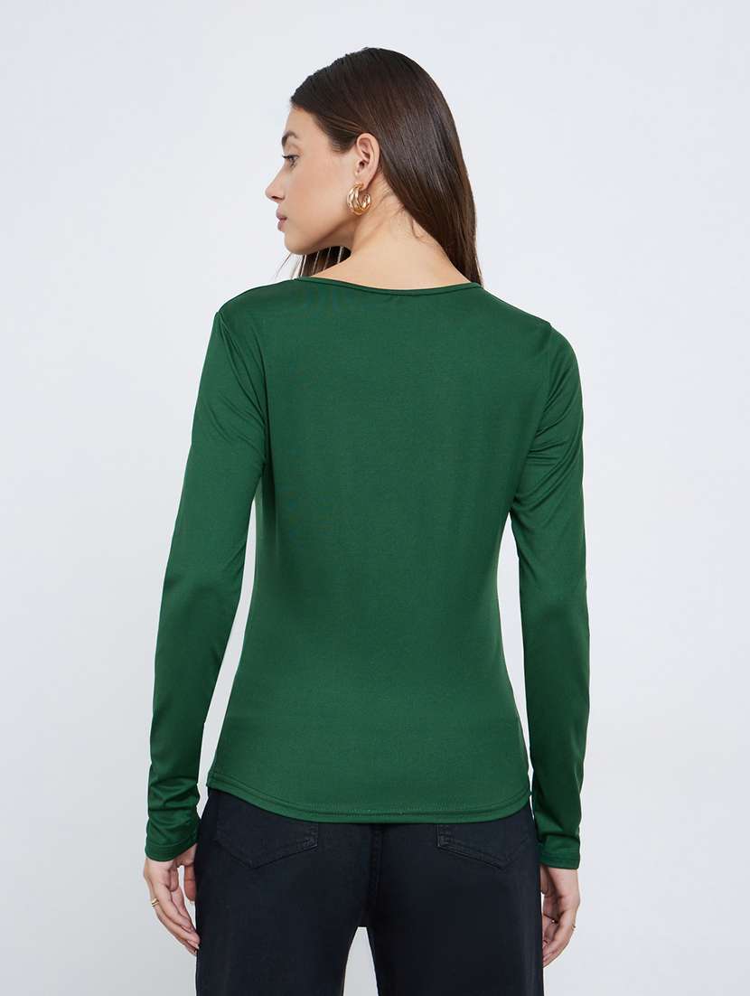women solid long sleeve straight top - 22219960 -  Standard Image - 2