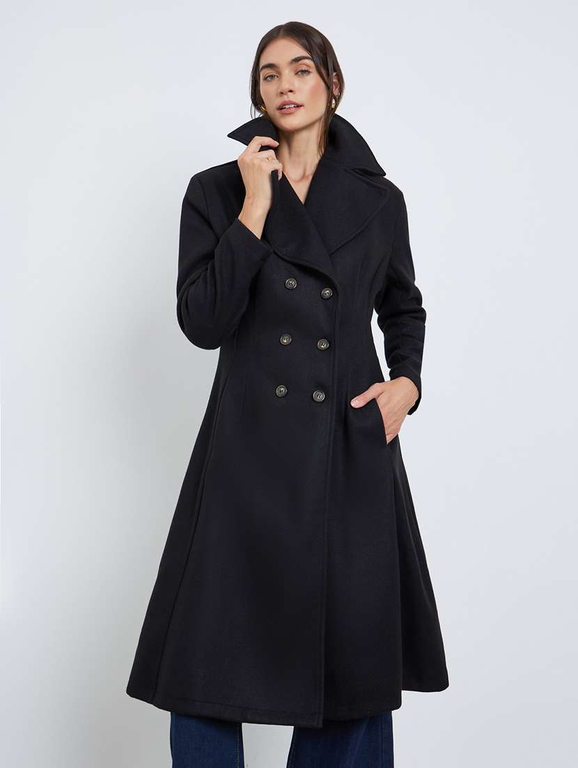 women solid long sleeve trench coat - 22219962 -  Standard Image - 2