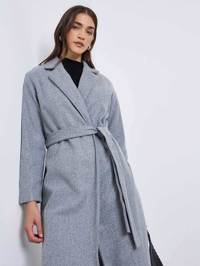 women solid long sleeve trench coat - 22219963 -  Standard Image - 2