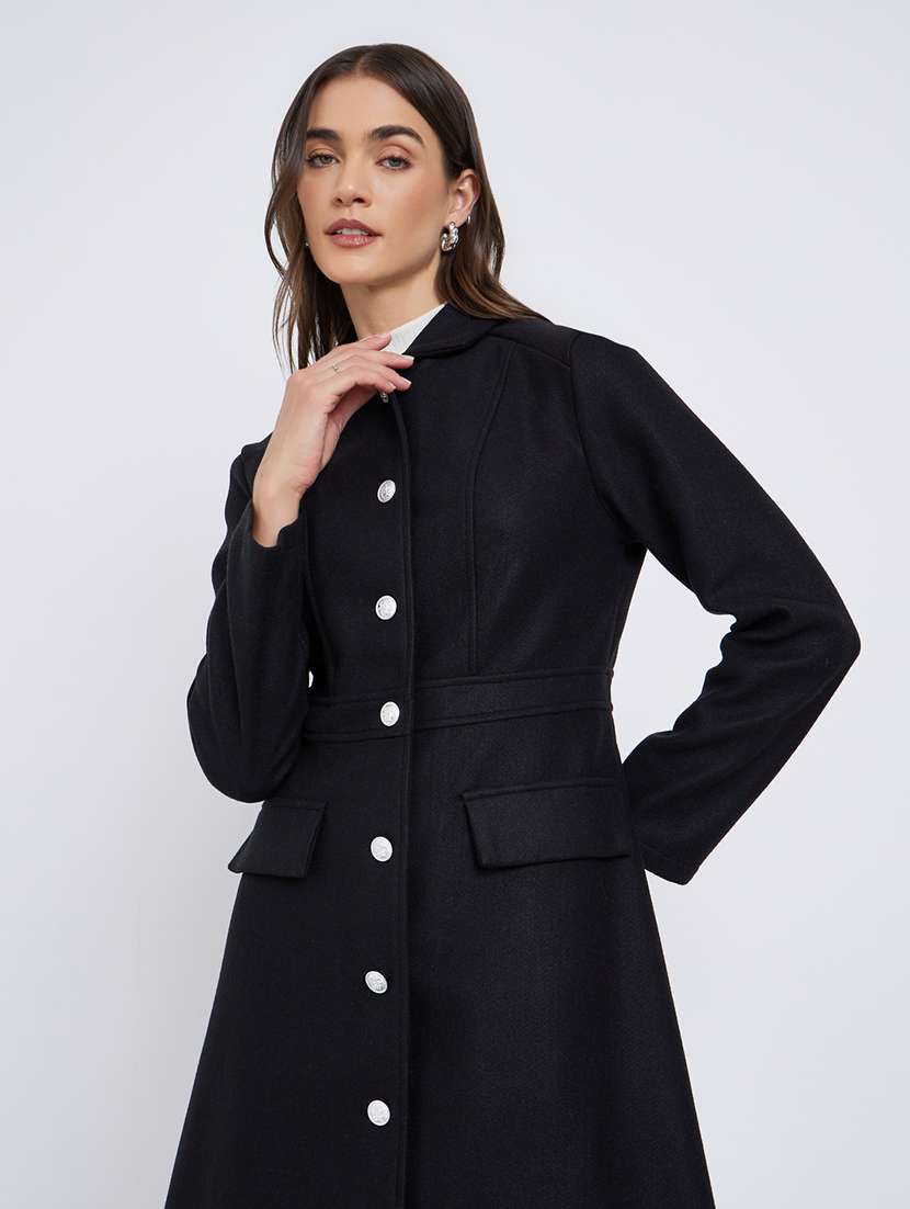 women solid long sleeve trench coat - 22219964 -  Standard Image - 2