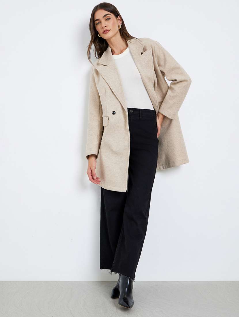 women solid long sleeve trench coat - 22219965 -  Standard Image - 2