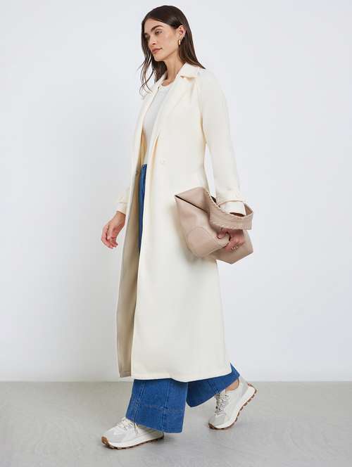 women solid long sleeve trench coat - 22219969 -  Standard Image - 0