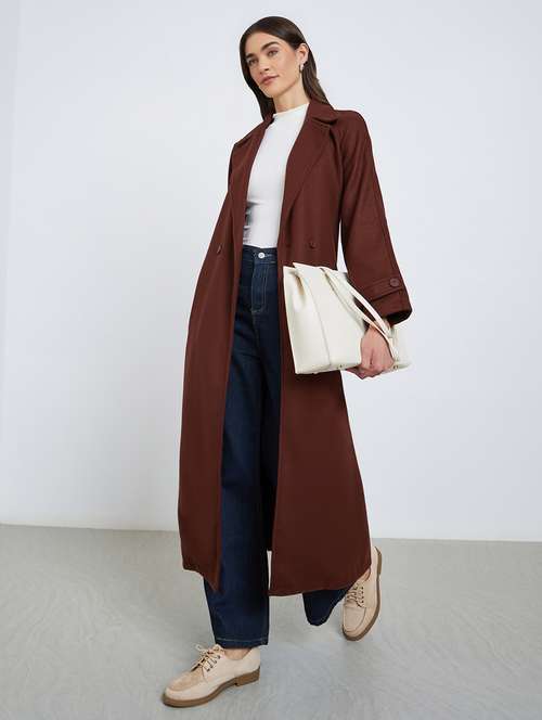 women solid long sleeve trench coat - 22219970 -  Standard Image - 0