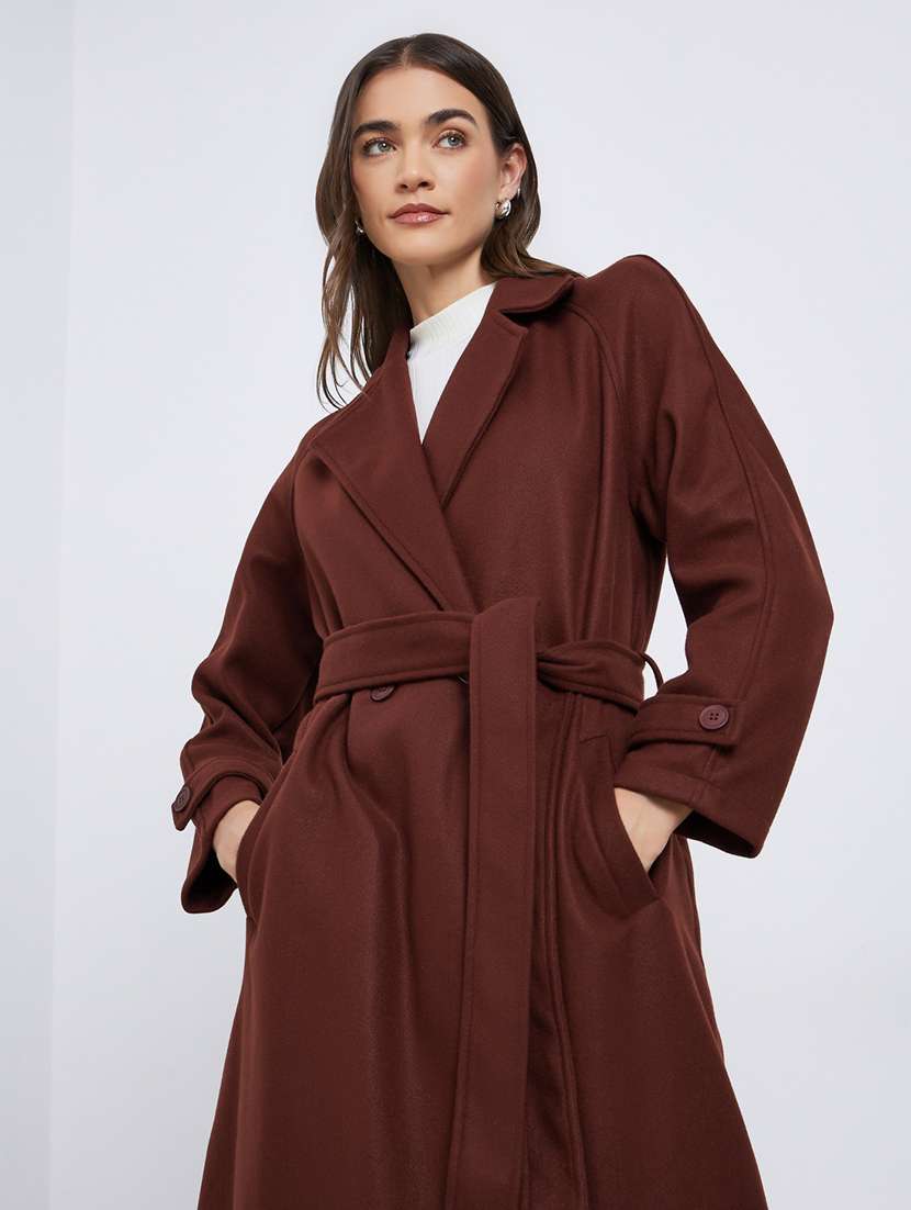 women solid long sleeve trench coat - 22219970 -  Standard Image - 2