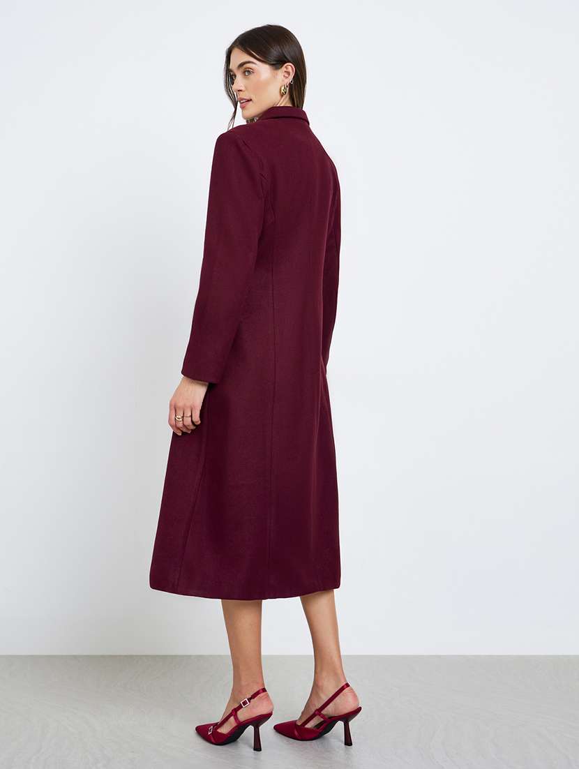 women solid long sleeve trench coat - 22219972 -  Standard Image - 2