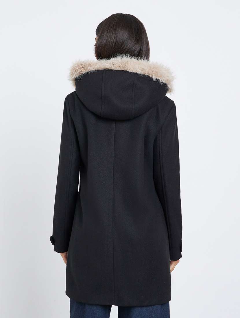 women solid long sleeve hooded trench coat - 22219973 -  Standard Image - 2