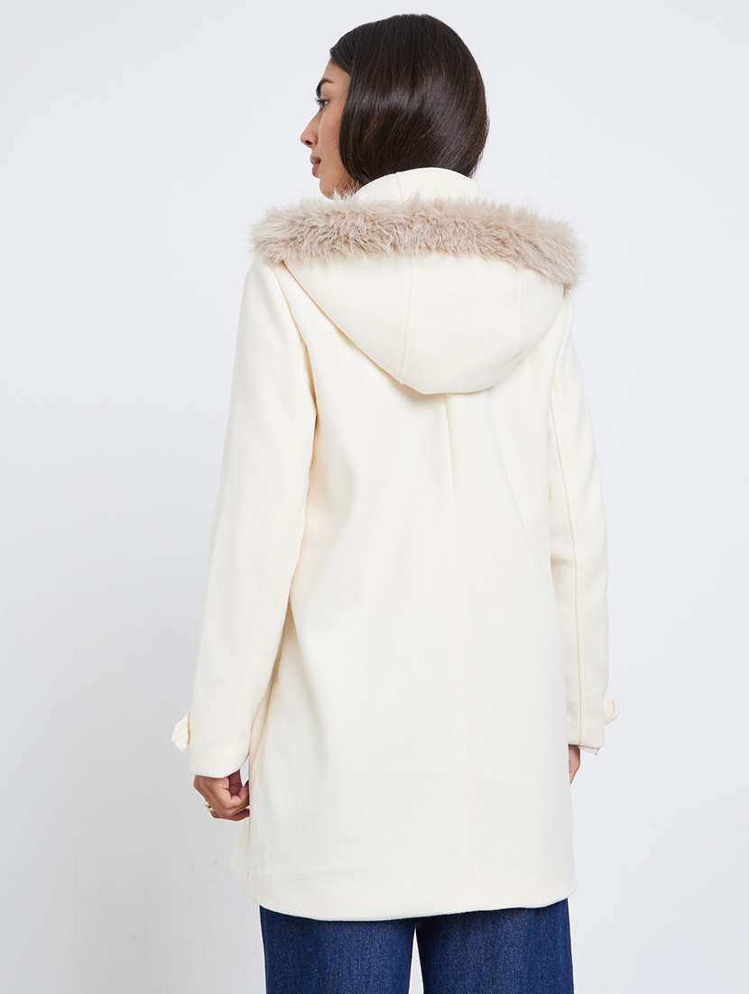 women solid long sleeve hooded trench coat - 22219974 -  Standard Image - 2