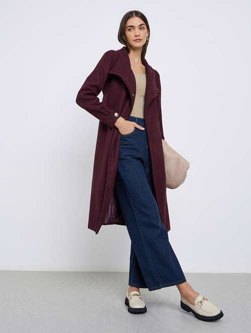 women solid long sleeve trench coat - 22219976 -  Standard Image - 0