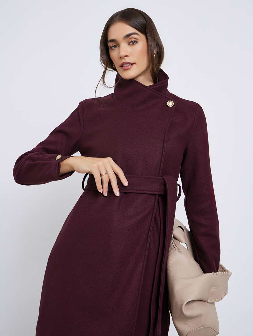 women solid long sleeve trench coat - 22219976 -  Standard Image - 2