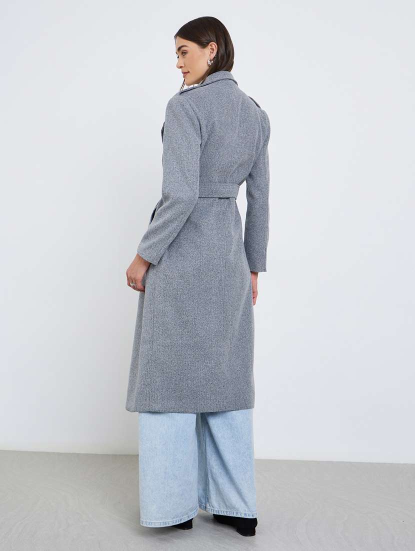 women solid long sleeve trench coat - 22219977 -  Standard Image - 2
