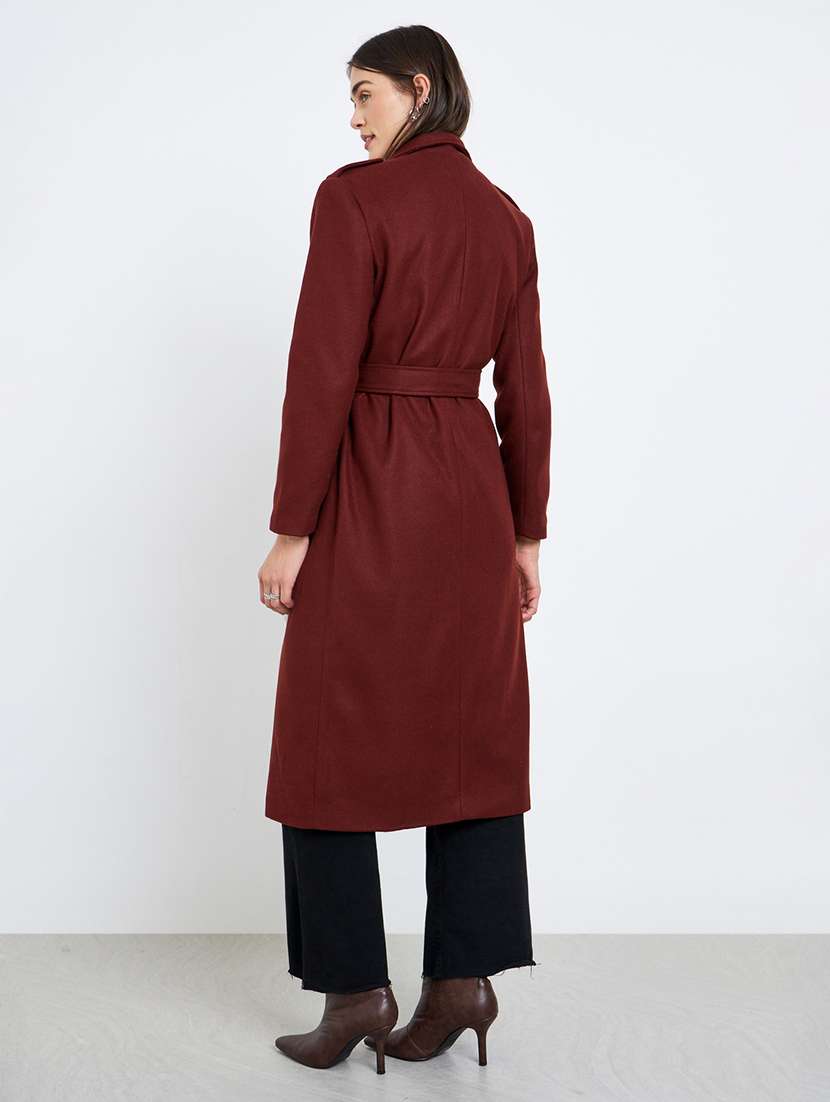 women solid long sleeve trench coat - 22219978 -  Standard Image - 2