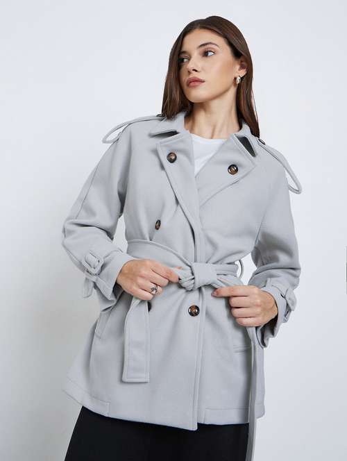 women solid lapel neck long sleeve regular jacket - 22219979 -  Standard Image - 0