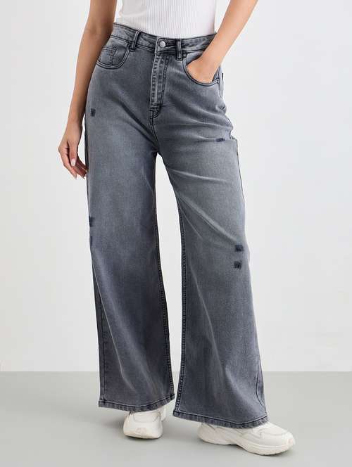 women distressed high rise wide leg jean - 22220004 -  Standard Image - 0