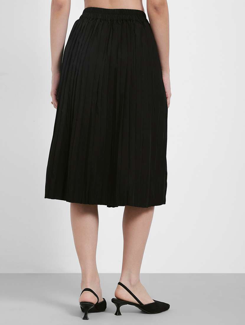 women solid high rise pleated skirt - 22220005 -  Standard Image - 2