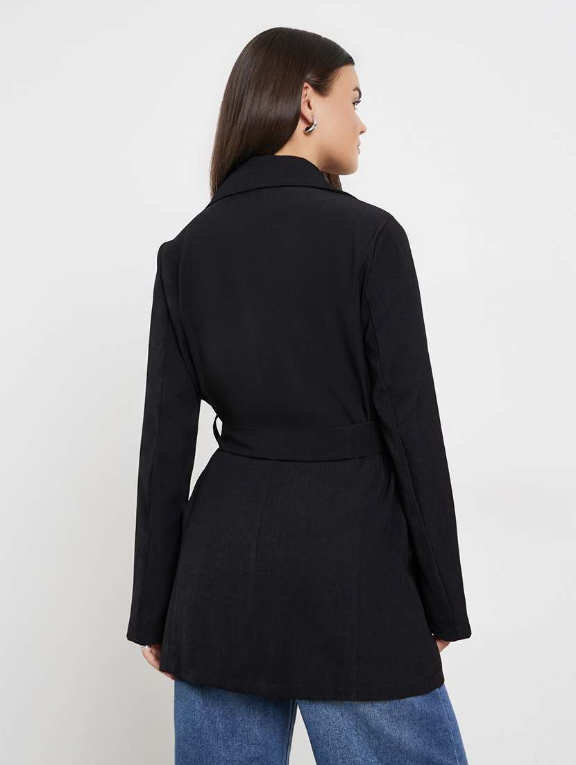 women solid long sleeve regular coat - 22220016 -  Standard Image - 2