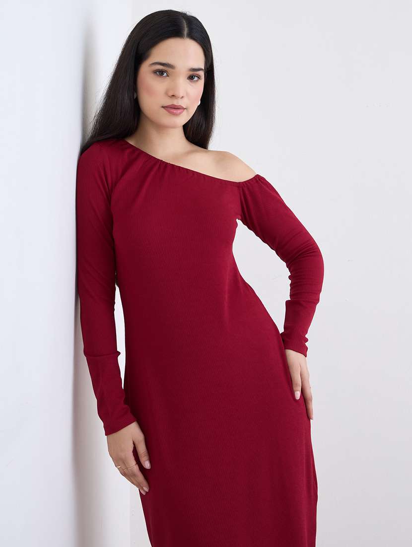 women solid long sleeve sheath dress - 22220044 -  Standard Image - 2