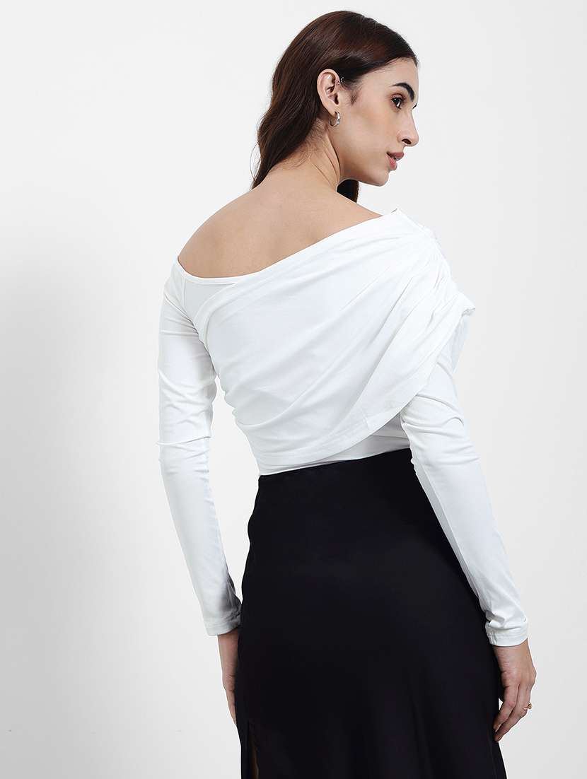 women white off shoulder long sleeve top - 22220061 -  Standard Image - 2
