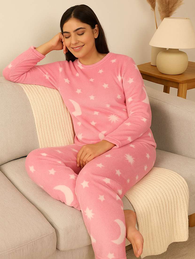 women printed nightwear pyjama set