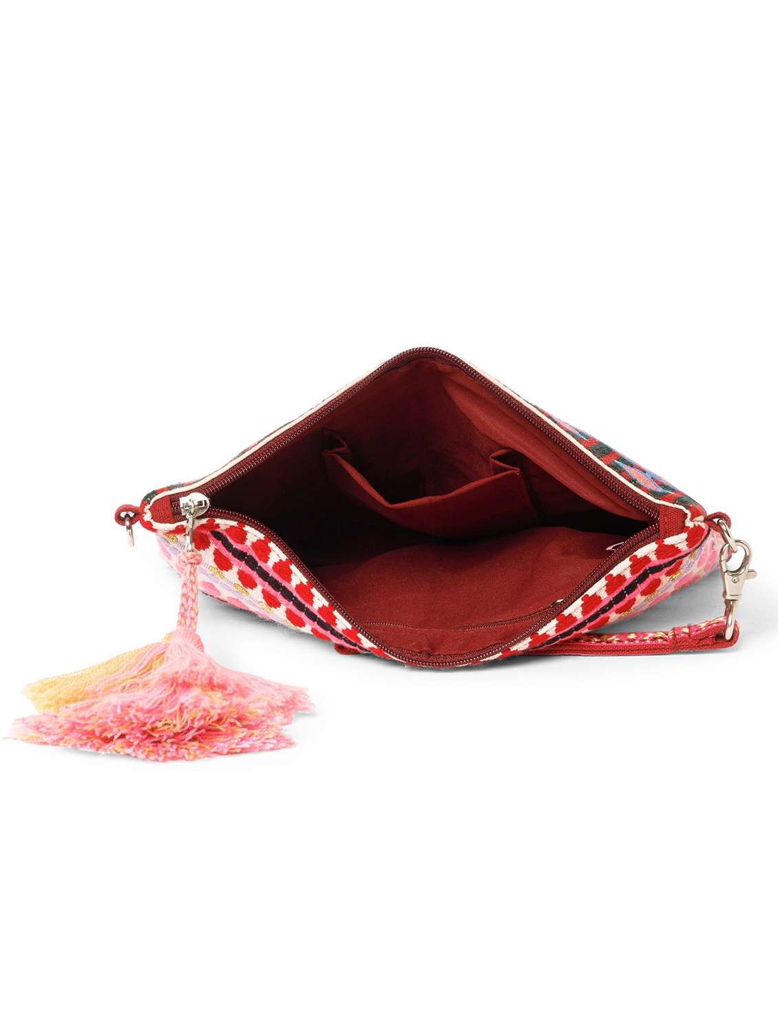 women embroidered sling bag with tassels - 22220091 -  Standard Image - 2