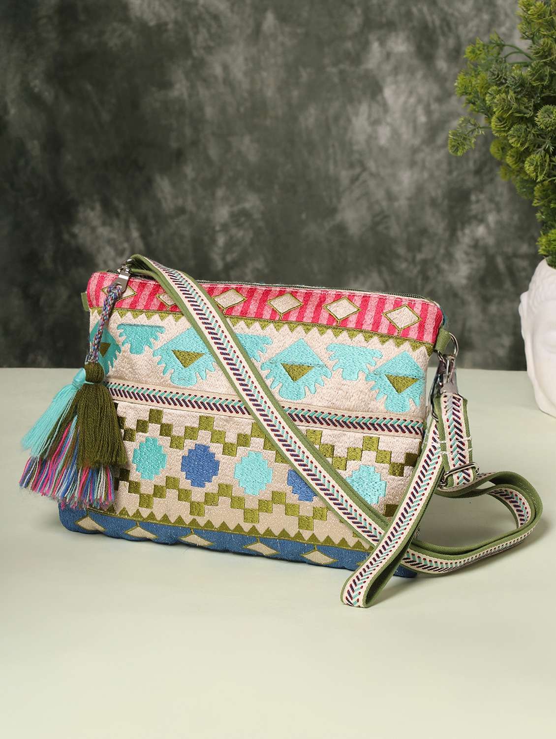 women embroidered sling bag for women