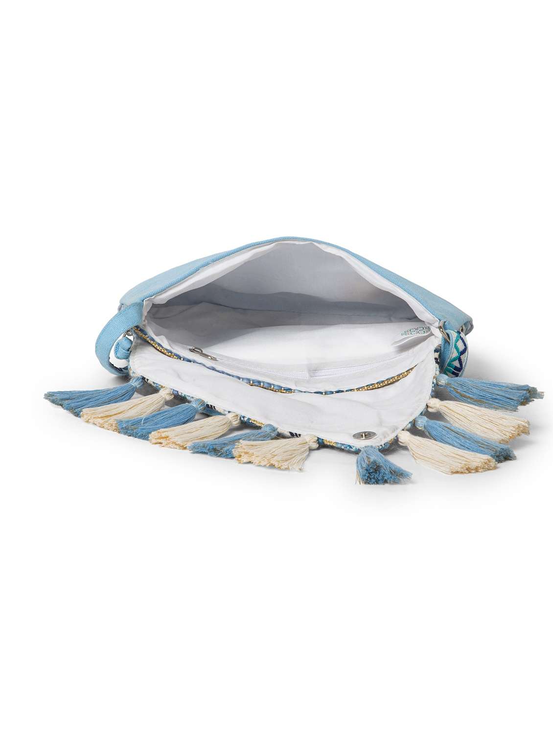 women striped sling bag with tassels - 22220093 -  Standard Image - 2