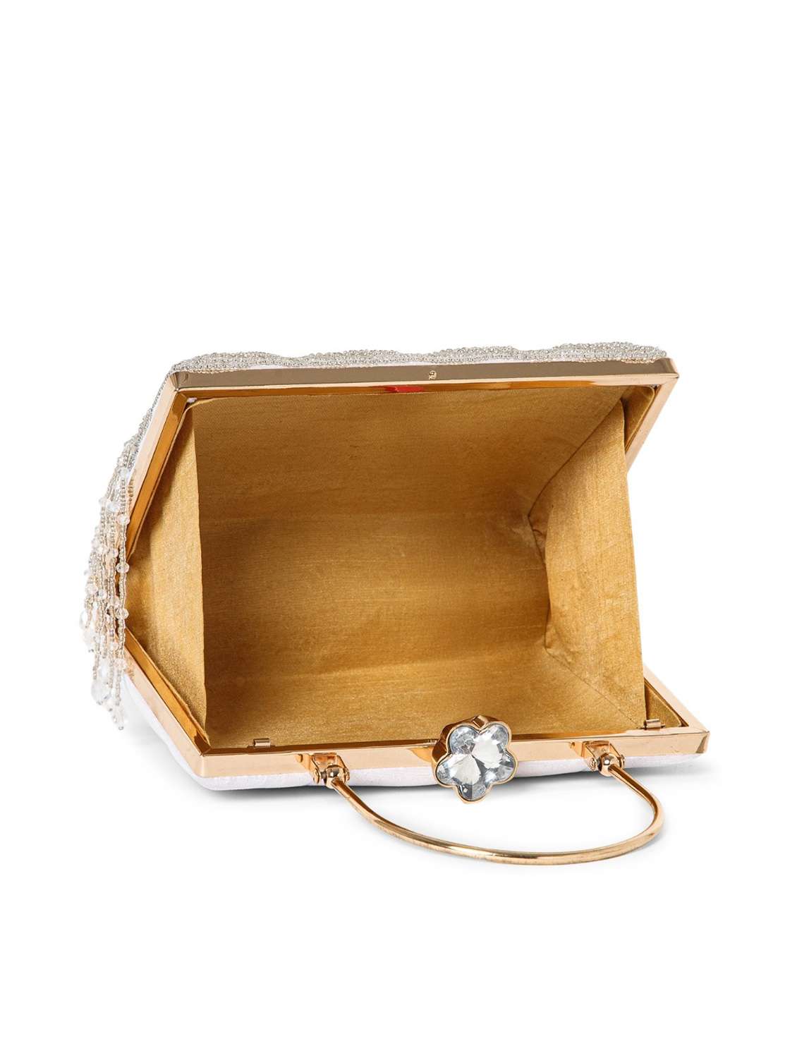 white embellished velvet party box clutch - 22220128 -  Standard Image - 2